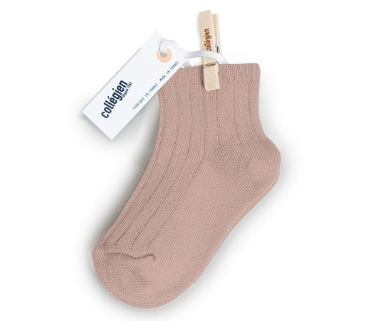 La Mini Ribbed Ankle Socks - Antique Rose
