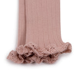 Alienor Lace Trim Footless Tights - Antique Rose