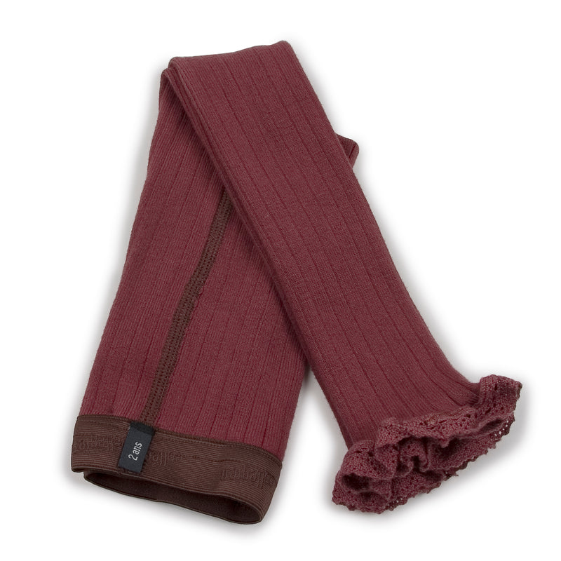 Alienor Lace Trim Footless Tights - Chestnut