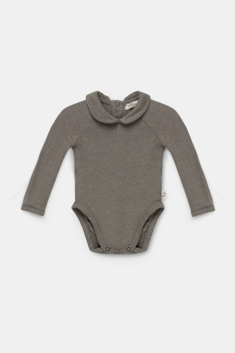 Knit Collared Baby Bodysuit Grey Marigold Modern Kids