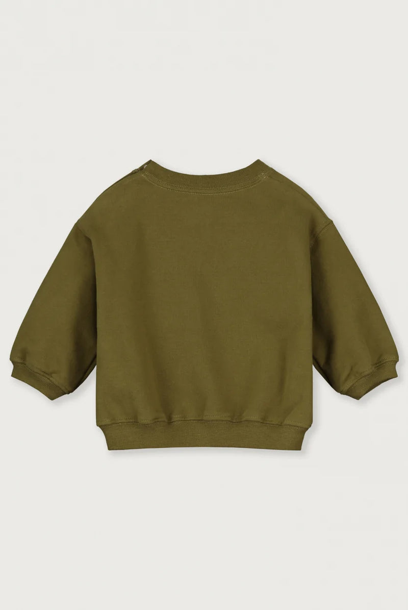 Baby Dropped Shoulder Sweater | Olive Green