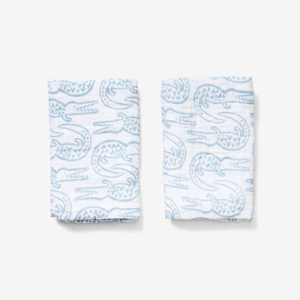Burp Cloth Set - Bay Blue Alligator