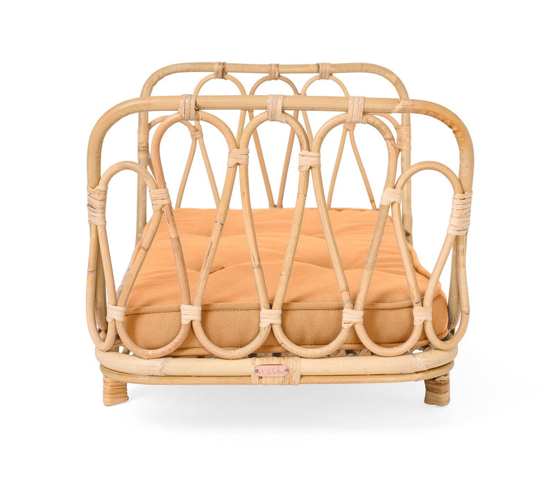 Rattan Day Bed For Dolls With Clay Mattress