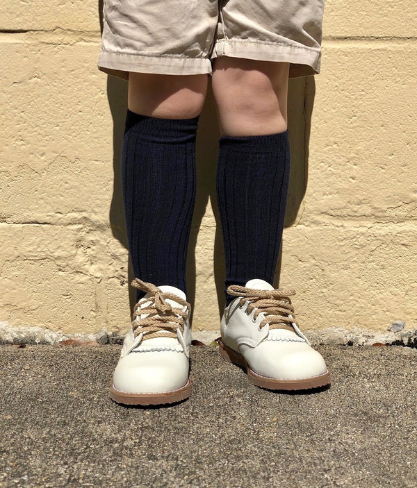 Ribbed Knee Socks - Navy