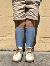 Moss Stitch Knee Sock - Light Blue