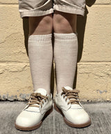 Moss Stitch Knee Sock - Linen