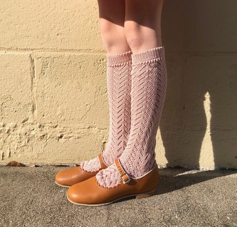 Crochet Knee Socks - Old Rose