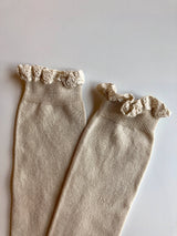 Knee Sock W/ Lace Trim - Linen