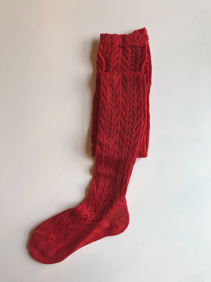 Full Crochet Tights - Red