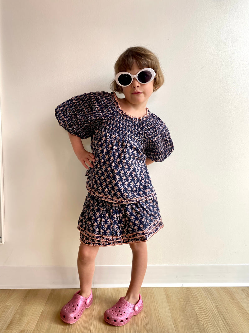 Jasper Border Print Smocked Top
