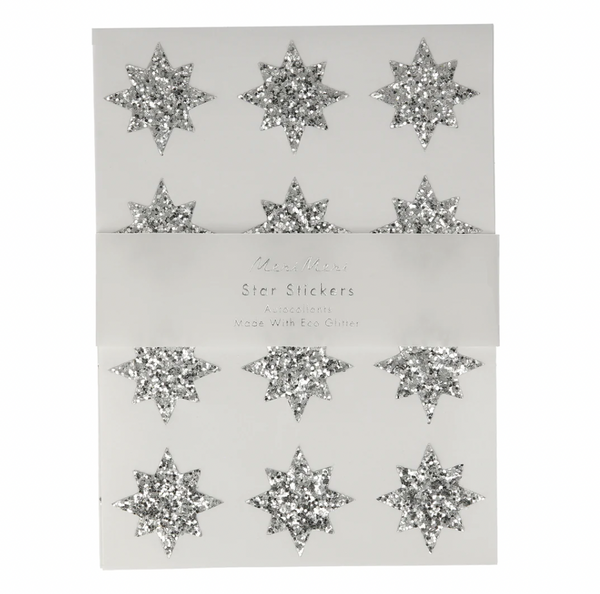 Silver Eco Glitter Star Stickers