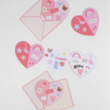 Heart Concertina Valentine Cards & Stickers (x 12)