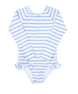 Blue Ticking Stripe Rashguard One Piece