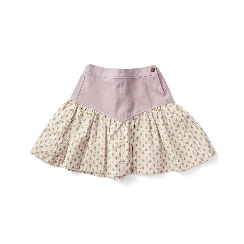 Mayes Skirt | Quail Denim/Leaf Print
