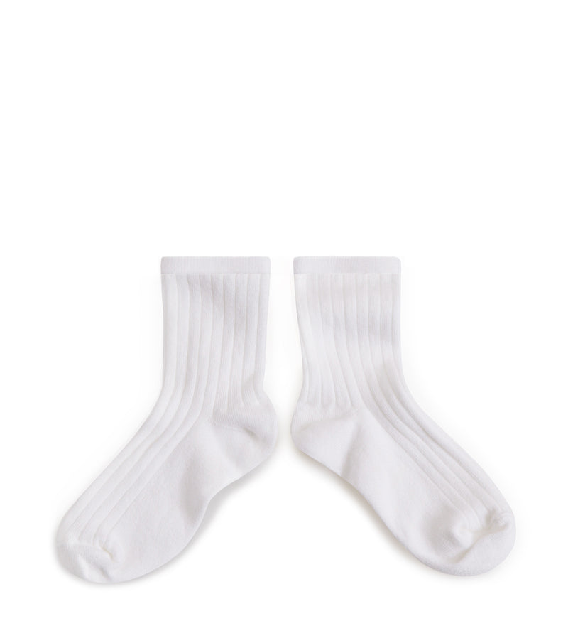 La Mini Ribbed Ankle Socks - White