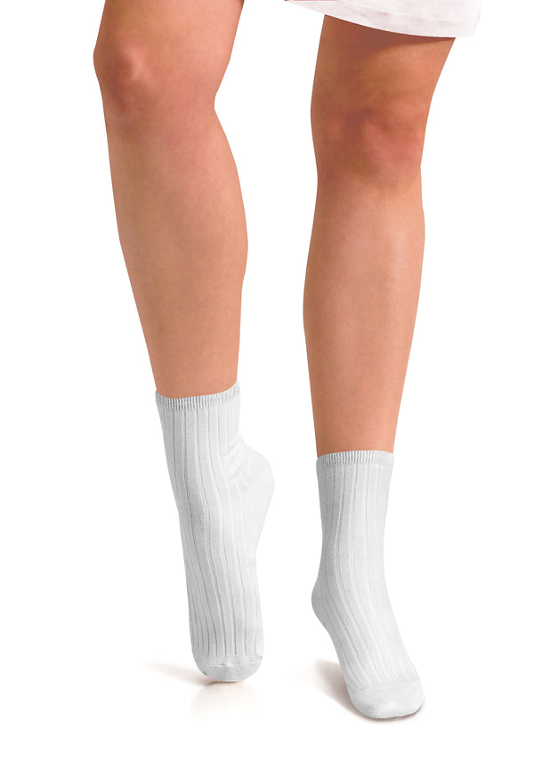 La Mini Ribbed Ankle Socks - White