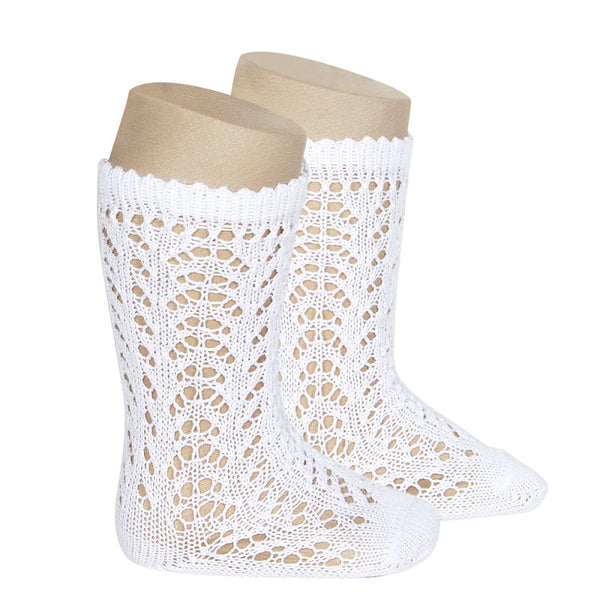 Crochet Knee Socks - White