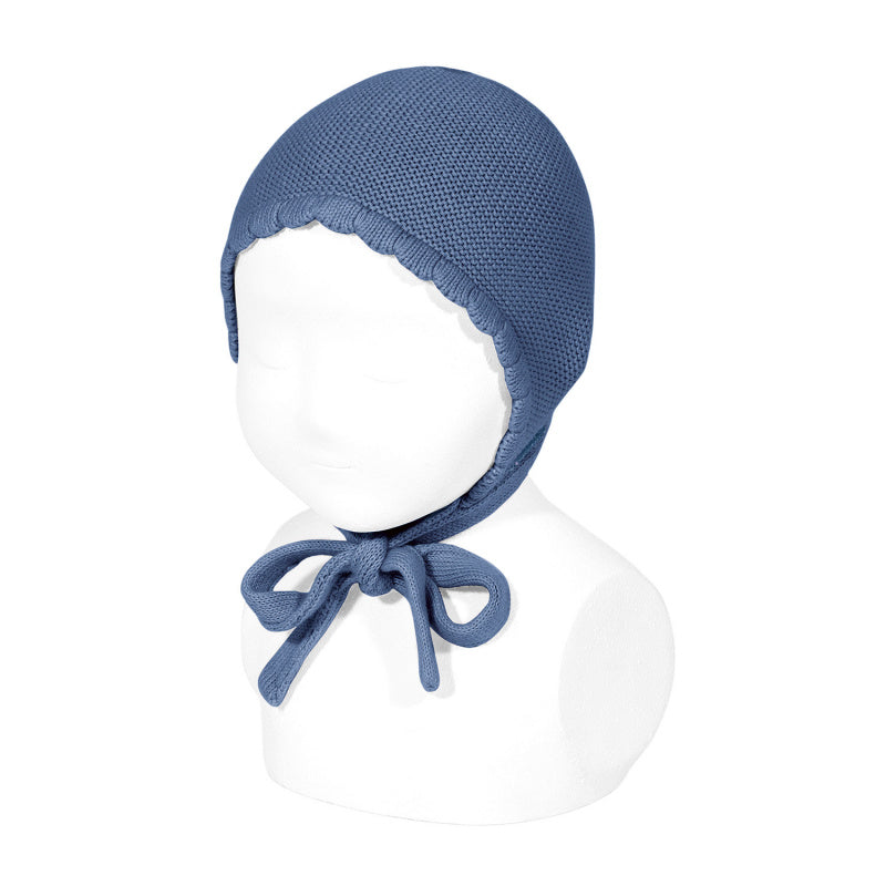 Garter Stitch Bonnet - French Blue