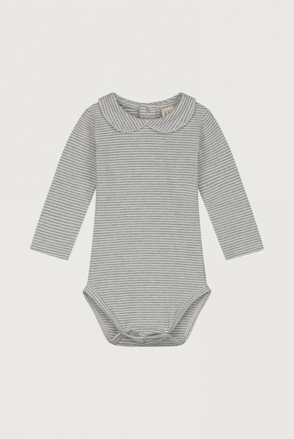 Baby Collar Onesie - Grey Stripe