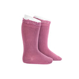 Knee Sock W/ Lace Trim - Cassis