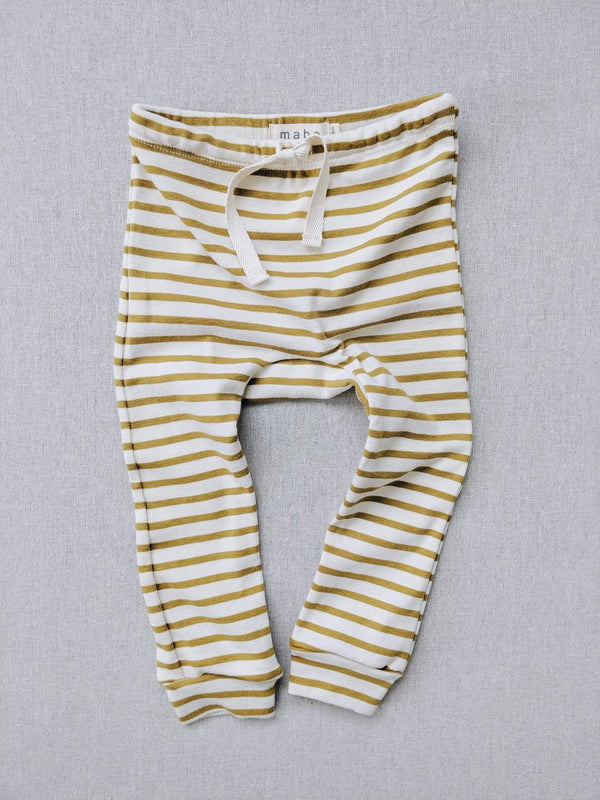 Drawstring Striped Leggings - Chartreuse