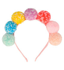 Rainbow Pompom Headband