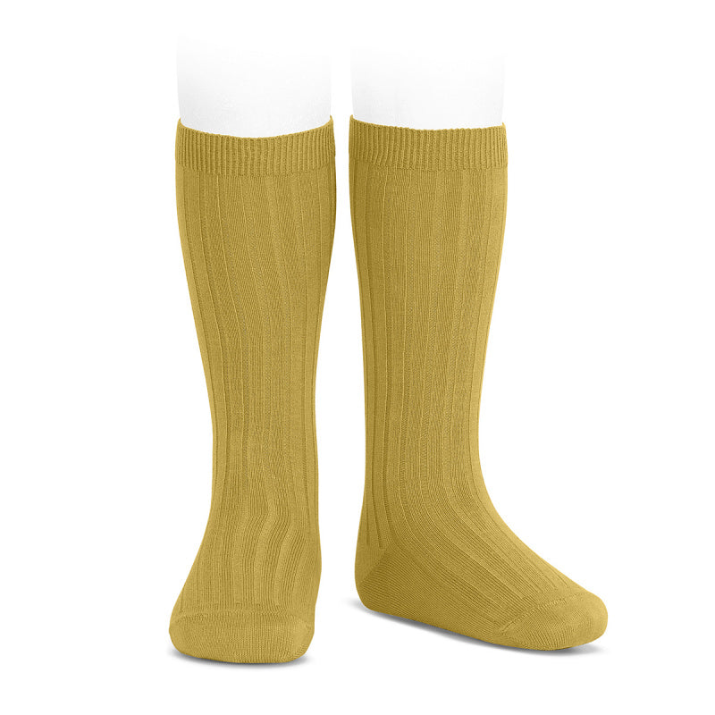 Ribbed Knee Sock - Mustard
