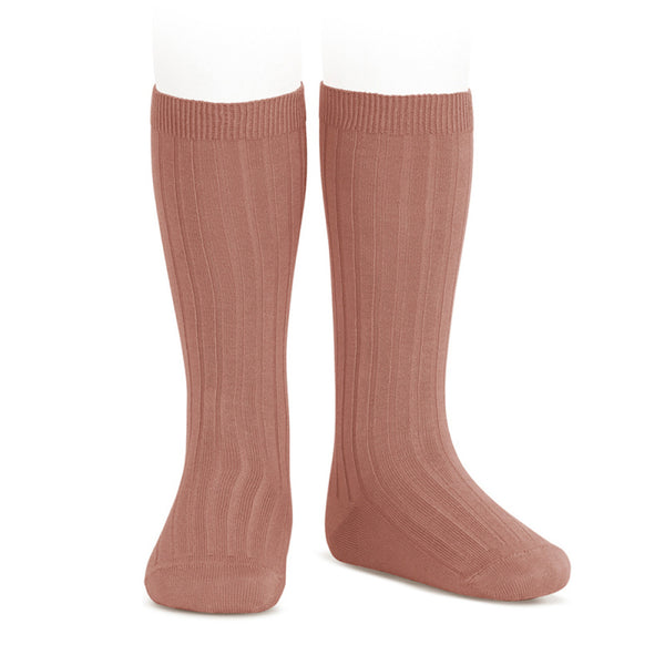 Ribbed Knee Socks - Terracotta